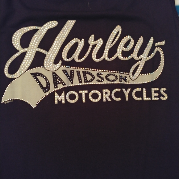 NWO Tags. Harley Davidson Tank Top. Embellishments and open back. Size Lg. - Picture 2 of 5